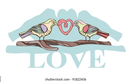 Valentine's love birds with heart-shaped pretzel