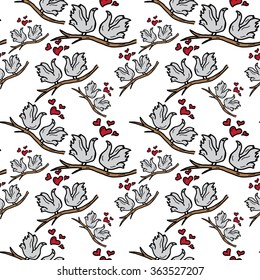Valentines love dove heart pattern