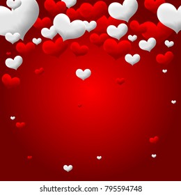 Valentines Love heart. Decorative heart background with lot of valentines hearts. Vector illustration for greeting.