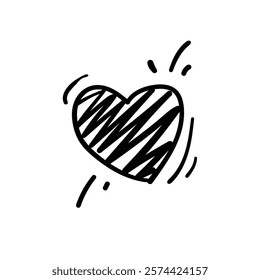 Valentine's love heart drawing line design isolated on white