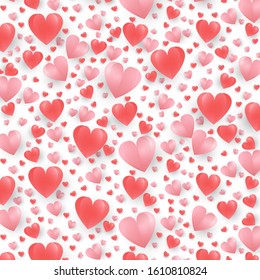 Valentines Love Hearts Origami Pattern in white background.
