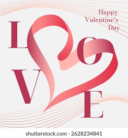 Valentine's 'love' lettering with a heart ribbon design