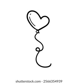 Valentines love with line art drawing heart sign. Vector illustration