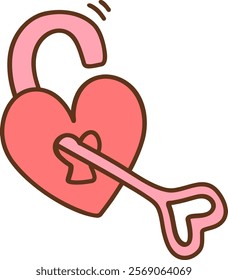 Valentine's love lock and key doodle
