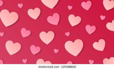 valentines love pink hearts pattern background. vector illustration