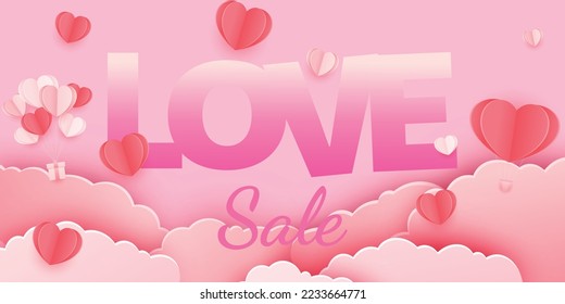 Valentine's love sale web banner flyer social media post design