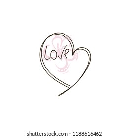 Valentine's Love text for prints, designs, cards, clothes and tattoo. Badge tag icon. Vector lettering inspirational quote, typography invitation banner.