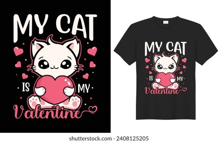 valentines Love T-Shirt Design for Valentines Day. Cat Lover T Shirt Design, Cat t shirt, Cute Valentines T-Shirt, Heart T-Shirt, Groovy Valentine Shirt Design.