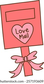 Valentine's mailbox with pink bow doodle
