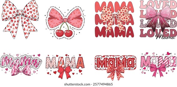 Valentines Mama Coquette Bow Valentines Day Mama