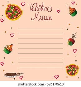 Valentine's Menu for restaurant