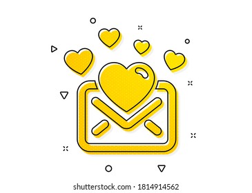 Valentines Message correspondence sign. Love Mail icon. E-mail symbol. Yellow circles pattern. Classic love Mail icon. Geometric elements. Vector