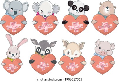 Valentines Moment with cute animal and love heart. Great for a nursery, art print, wall art, baby shower, and perfect for scrapbooking, card making, signs, stickers, t-shirts, tote bags and more!