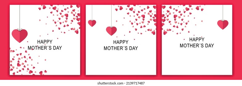 Valentine's and mother's day background. Vector illustration. red, white and pink heart Love sale banner or greeting card. social networks mother's day and valentine's day.