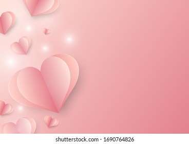 Valentines  And Mothers Days. Hearts on pink background,Vector and illustration.