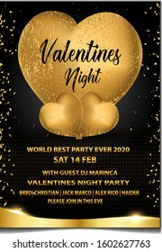 Valentines Night gold party flyer
