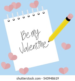 valentine`s note in a block - be my valentine