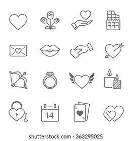 Valentines outline stroke icons vector illustration