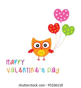 valentine's owl greeting with love balloon