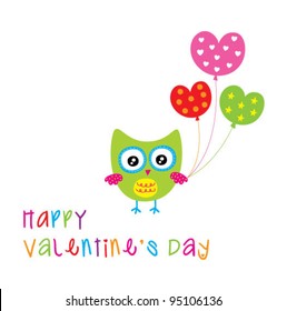 valentine's owl greeting with love balloon