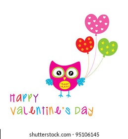 valentine's owl greeting with love balloon