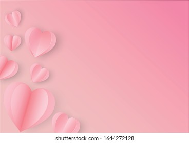 Valentines of paper craft design, valentine's day background vector