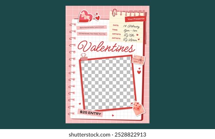Valentines Party Flyer. Sales promotion on Valentine's Day.Vector illustration for greeting card, mobile apps, banner design and web ads.