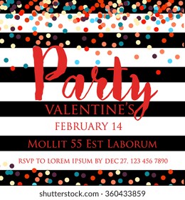 Valentine's Party Invitation with confetti and sequins