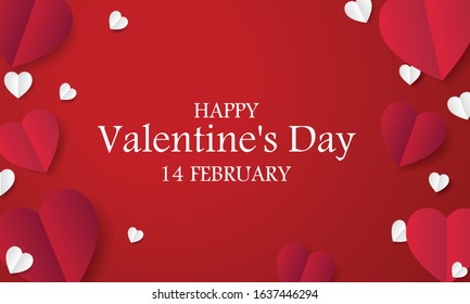 Valentine's party poster with red paper hearts vector background