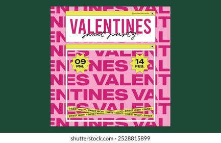 Valentines Party Socials Media. Sales promotion on Valentine's Day.Vector illustration for greeting card, mobile apps, banner design and web ads.