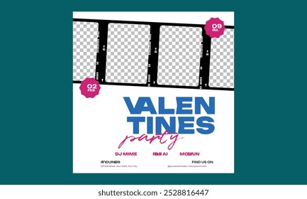 Valentines Party Socials Media. Sales promotion on Valentine's Day.Vector illustration for greeting card, mobile apps, banner design and web ads.