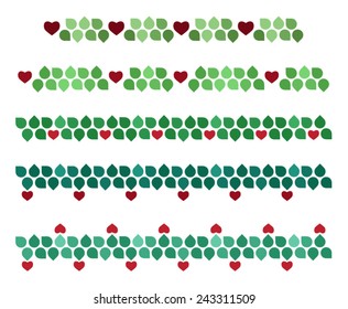 Valentines patterns with leafs and hearts