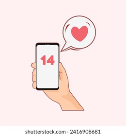 valentines phone icon vector illustration