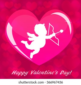 Valentines pink background with cupid