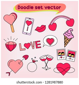 valentine's pink doodle vector