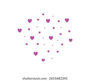 Valentins rosafarbenes Herz-Umrissmuster auf weißem Hintergrund