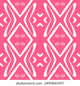 Valentine's Pink Love Heart Diamonds: Bold Ethnic Seamless Pattern for Creative Apparel and Decor, Geometric Pattern for Fashion Ideal for playful textiles, lively apparel, and unique home decor.
