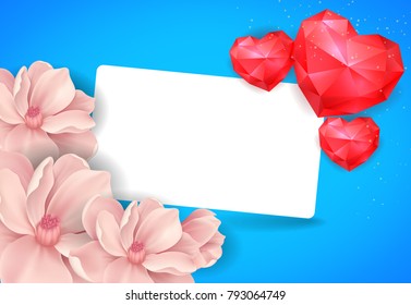 Valentines Postcard Design with Hearts 
