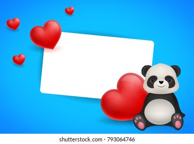 Valentines Postcard Design with Panda