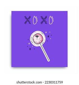 Valentine's postcard. Lettering and lollipop. Illustration for postcard, poster, or card. February 14. St. Valentine's day.