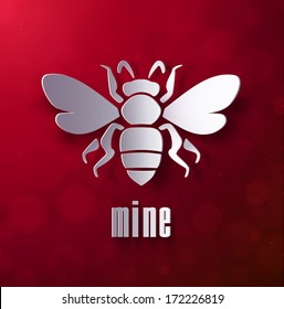 Valentine's postcard. Stylized abstract paper cutout bee.