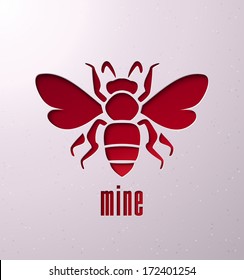 Valentine's postcard. Stylized abstract paper cutout bee.