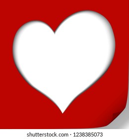 Valentine's postcard-template for creating cards, invitations, business cards, gifts for Valentine's Day. Paper Cut.