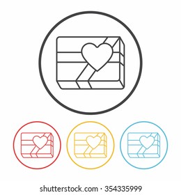 valentine's present line icon