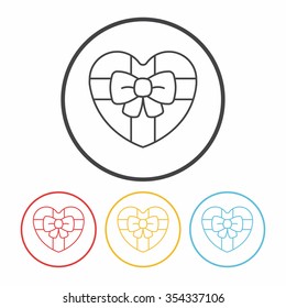 valentine's present line icon