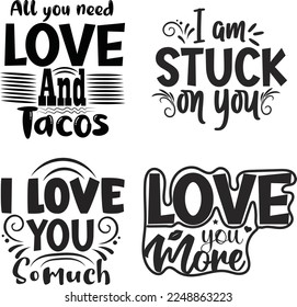 Valentines  Quotes Design SVG Bundle.