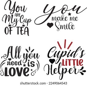 Valentines  Quotes Design SVG Bundle.This is an editable EPS vector file.