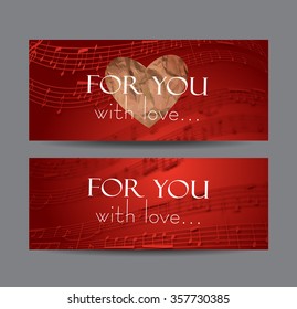 Valentine's red banners with notes