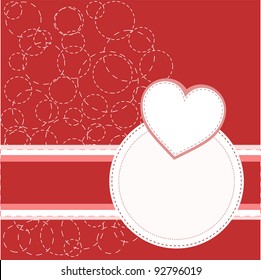 Valentine's red greeting invitation card with love heart. vector