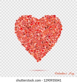 Valentines red heart shape with many dots. Vector illustration love symbol
